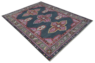 Hand Knotted Charcoal, Silver and Pink Traditional Custom Made Wool Area Rug - The Rug Decor