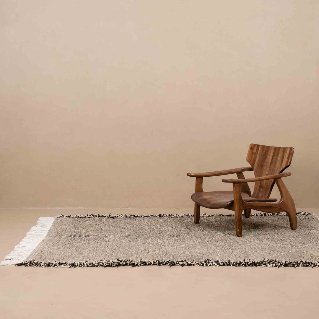 Hand Knotted Contemporary Moroccan Black And White Wool 6x8.6 Rug - The Rug Decor