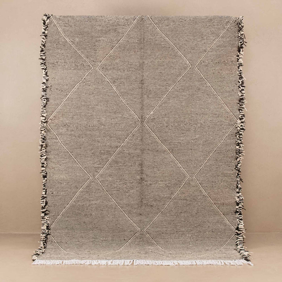 Hand Knotted Contemporary Moroccan Black And White Wool 6x8.6 Rug - The Rug Decor