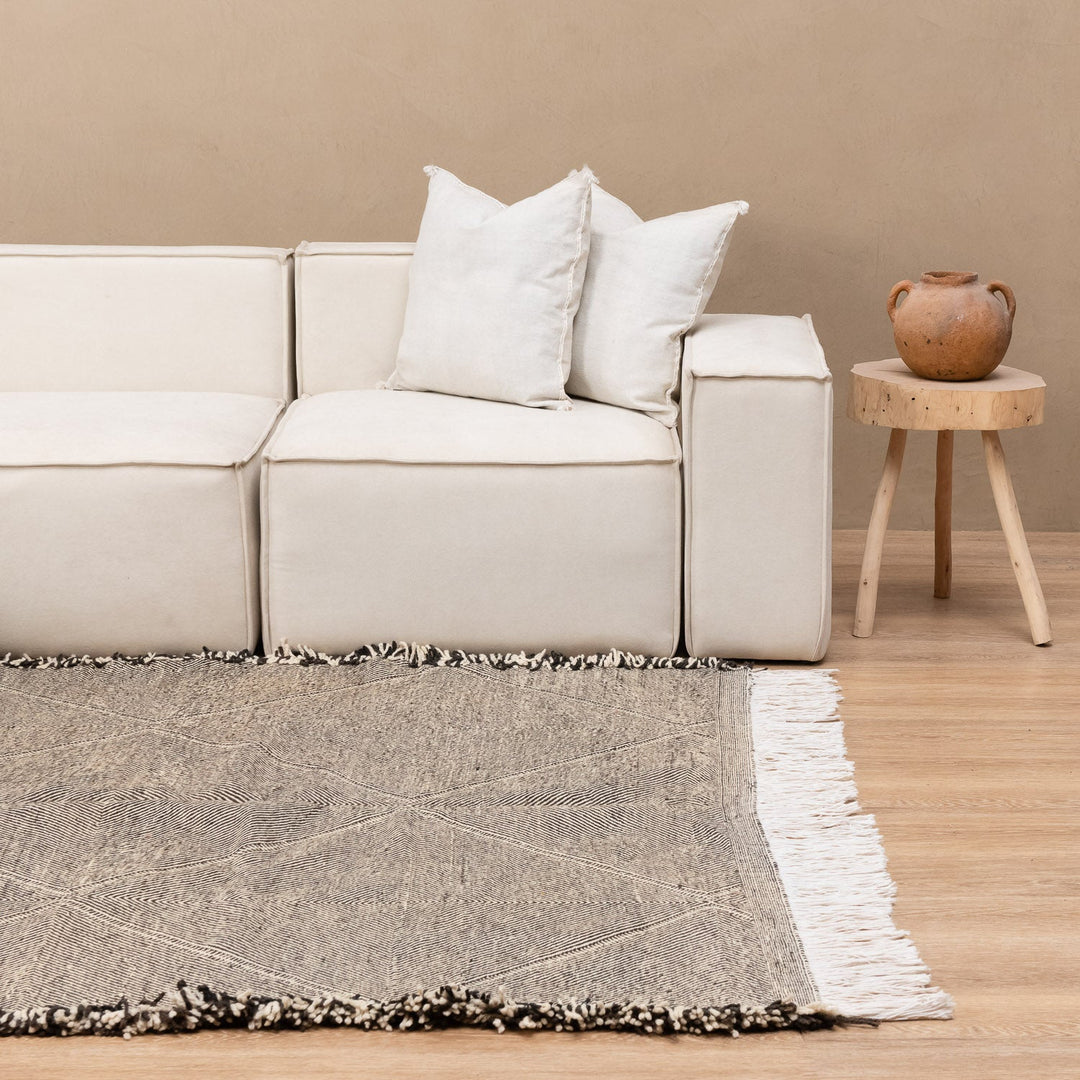 Hand Knotted Contemporary Moroccan Black And White Wool 6x8.6 Rug - The Rug Decor