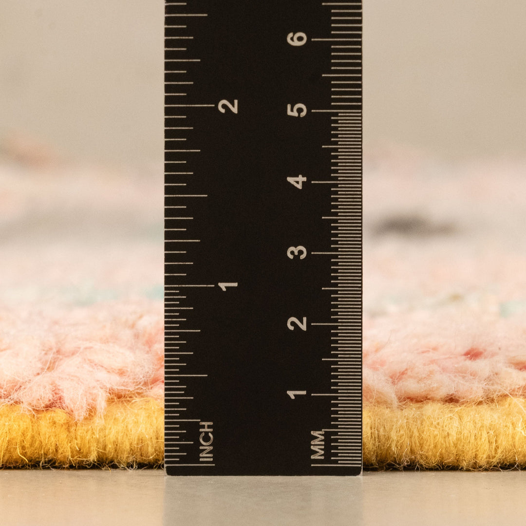 Hand Knotted Contemporary Moroccan Design Peach 5x8.5 Wool Rug - The Rug Decor