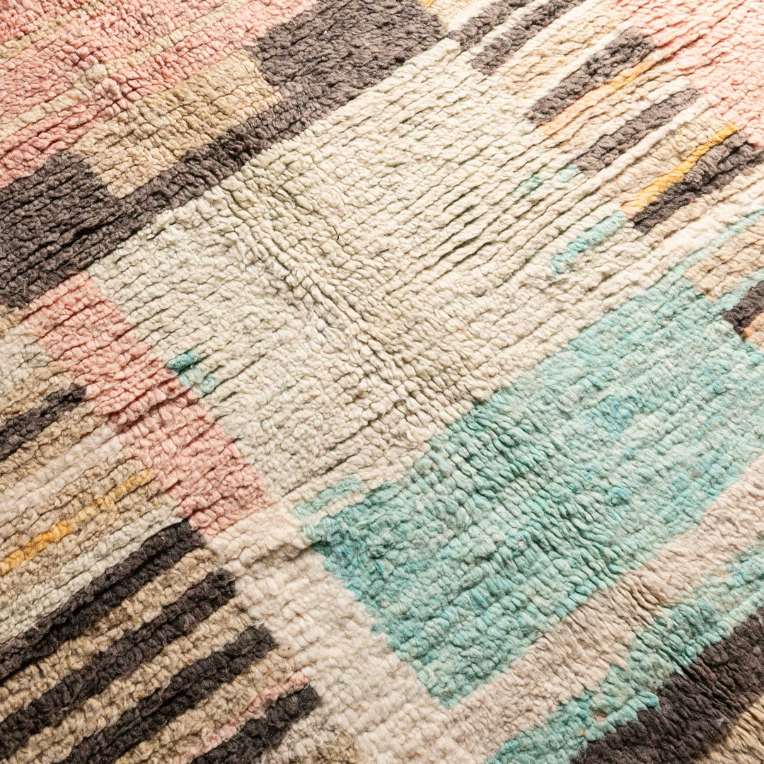 Hand Knotted Contemporary Moroccan Design Peach 5x8.5 Wool Rug - The Rug Decor