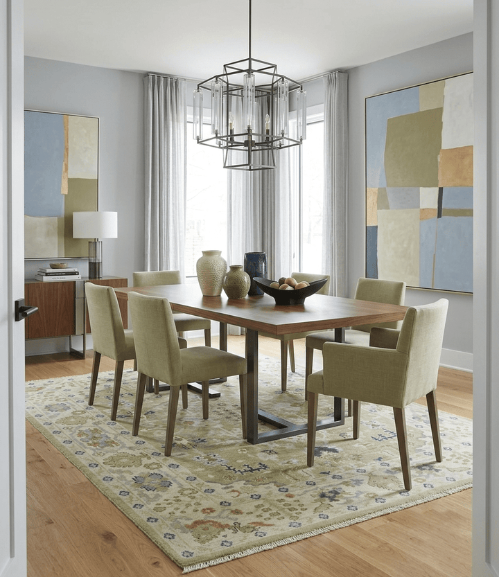 Hand Knotted Custom Made Olive, Silver and Beige Traditional Wool Rug - The Rug Decor