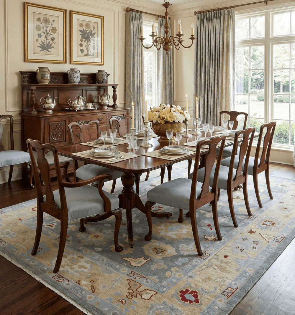Hand Knotted Gray and Beige Traditional Oushak Wool Area Rug - The Rug Decor