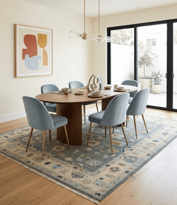 Hand knotted Gray and Beige Traditional Oushak Wool Area Rug - The Rug Decor
