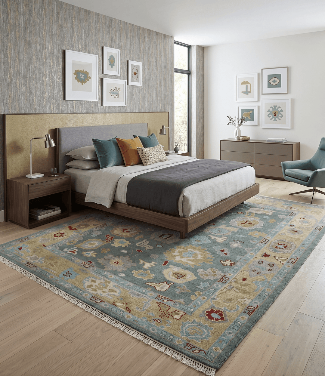 Hand Knotted Gray and Beige Traditional Oushak Wool Area Rug - The Rug Decor