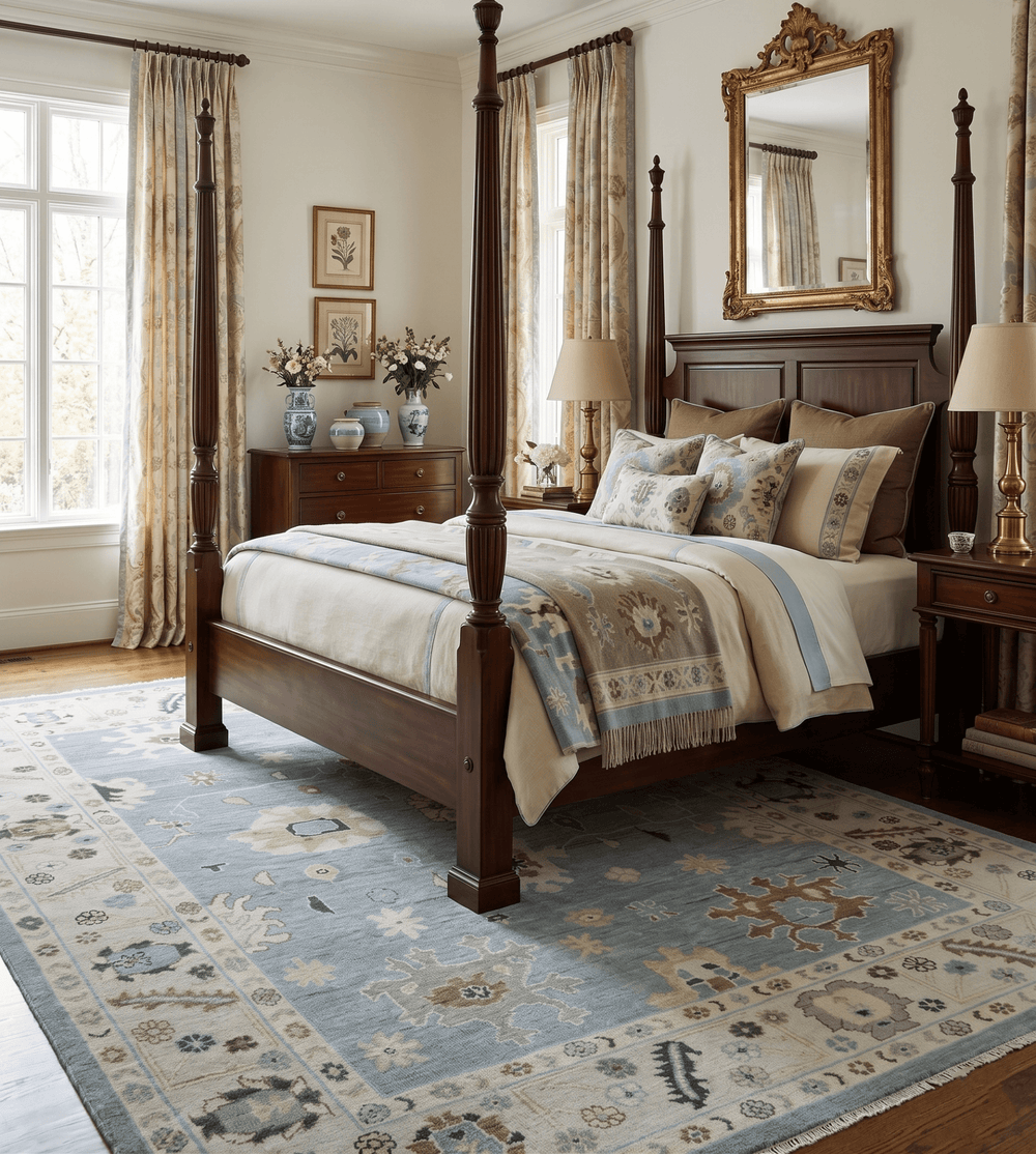 Hand Knotted Gray and Beige Traditional Oushak Wool Rug - The Rug Decor