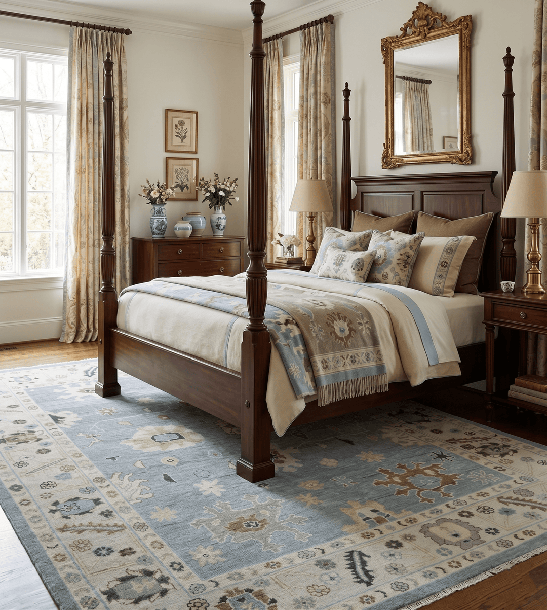 Hand Knotted Gray and Beige Traditional Oushak Wool Rug - The Rug Decor
