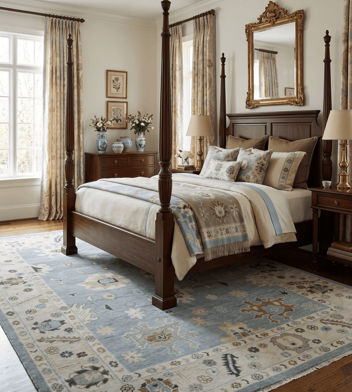 Hand Knotted Gray and Beige Traditional Oushak Wool Rug - The Rug Decor