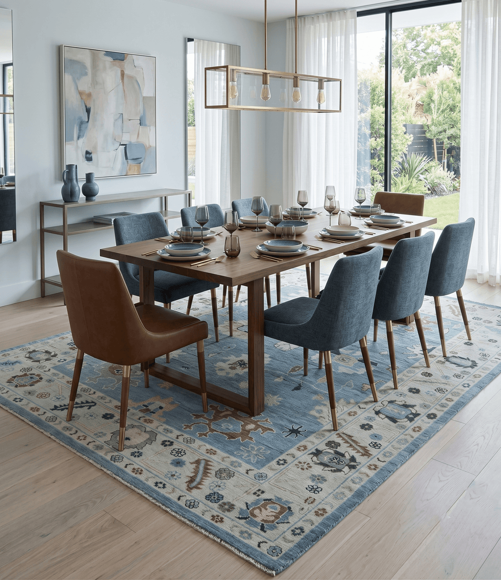 Hand Knotted Gray and Beige Traditional Oushak Wool Rug - The Rug Decor