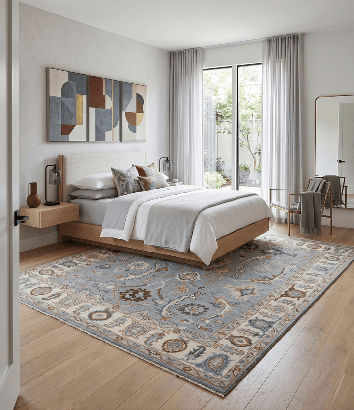 Hand Knotted Gray and Ivory Traditional Oriental Oushak Custom Made Wool Area Rug - The Rug Decor