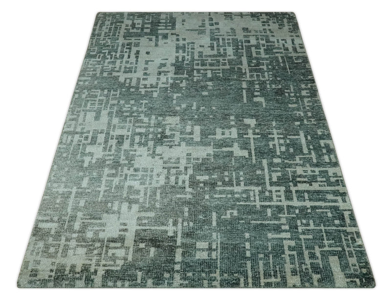 Hand Knotted Gray and Silver 5x8 Modern Abstract Contemporary Recycled Silk Rug - The Rug Decor