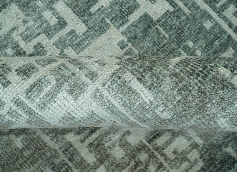 Hand Knotted Gray and Silver 5x8 Modern Abstract Contemporary Recycled Silk Rug - The Rug Decor