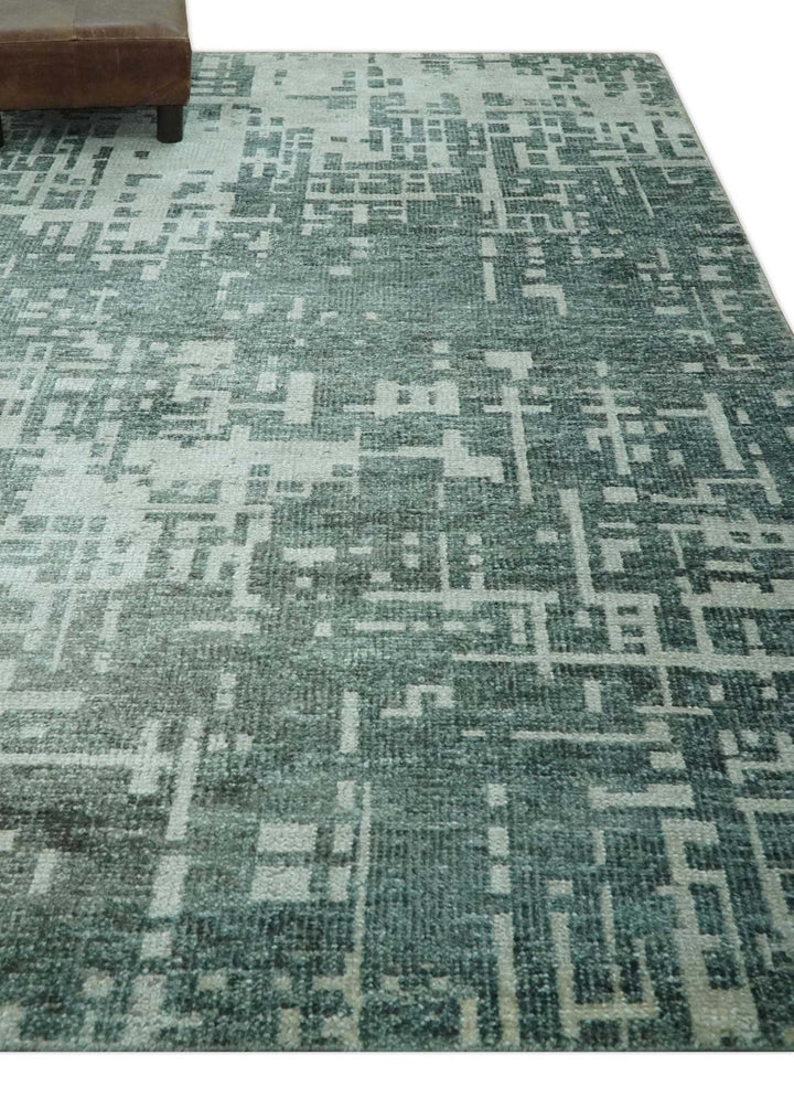 Hand Knotted Gray and Silver 5x8 Modern Abstract Contemporary Recycled Silk Rug - The Rug Decor
