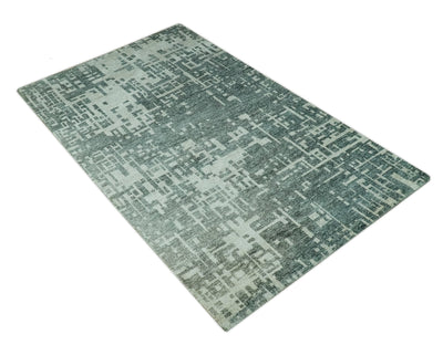 Hand Knotted Gray and Silver 5x8 Modern Abstract Contemporary Recycled Silk Rug - The Rug Decor