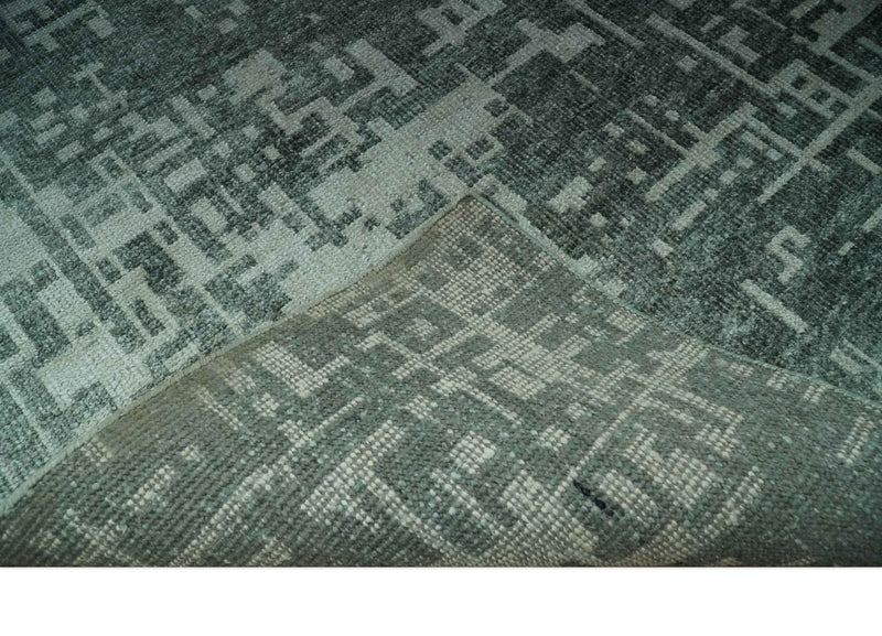 Hand Knotted Gray and Silver 5x8 Modern Abstract Contemporary Recycled Silk Rug - The Rug Decor