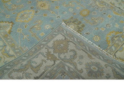 Hand Knotted Gray, Ivory and Mustard 6x8.8 Traditional Oriental Oushak wool rug - The Rug Decor