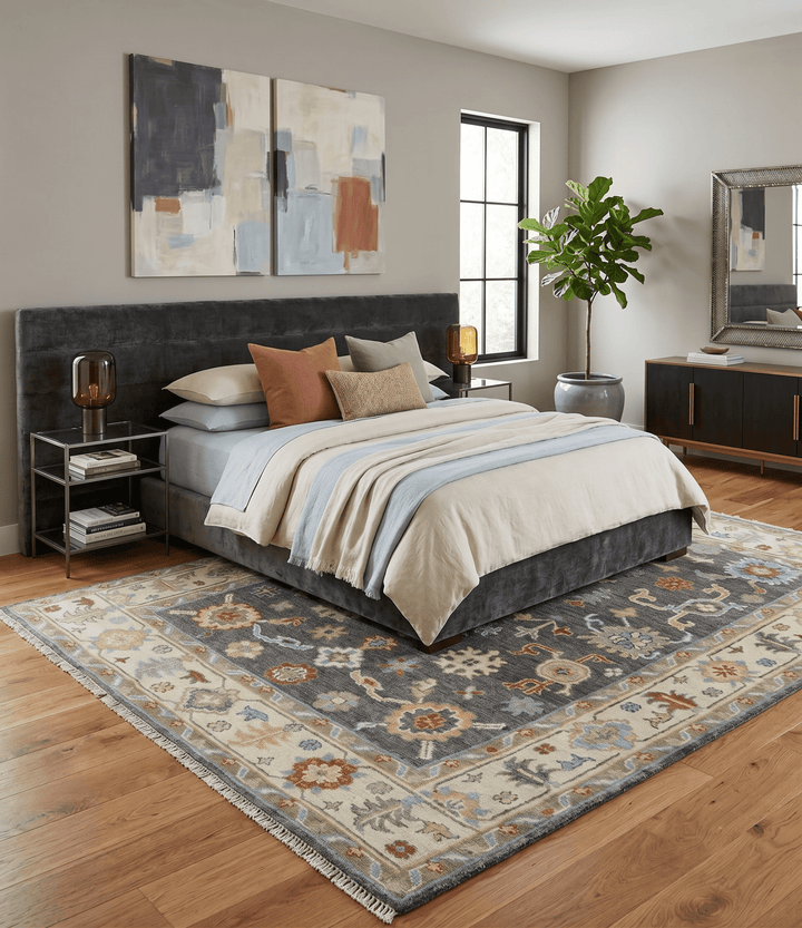 Hand Knotted Gray, Ivory and Olive Traditional Oushak Multi Size Wool Area Rug - The Rug Decor