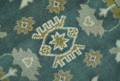 Hand Knotted Green and Ivory 6x9 Traditional Oushak wool area rug - The Rug Decor