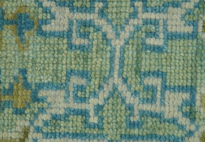 Hand Knotted Green, Olive and Teal Traditional Dragon Oushak Design 3x5 wool rug - The Rug Decor