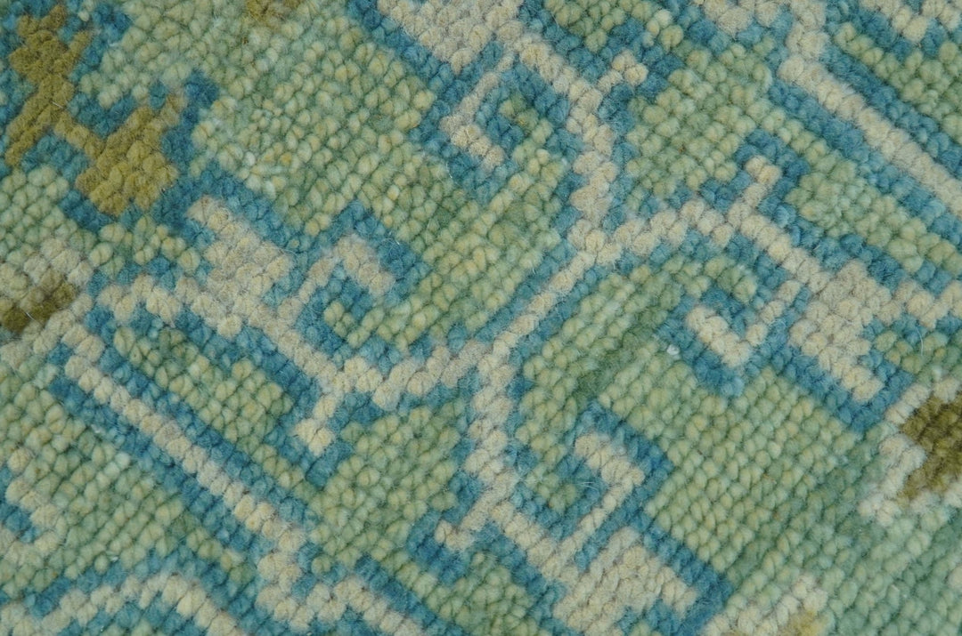 Hand Knotted Green, Olive and Teal Traditional Dragon Oushak Design 3x5 wool rug - The Rug Decor