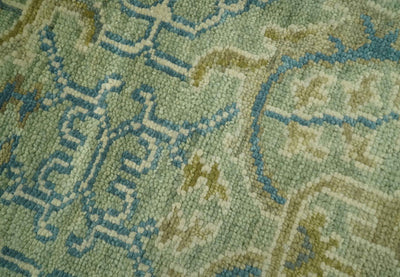 Hand Knotted Green, Olive and Teal Traditional Dragon Oushak Design Custom Made wool rug - The Rug Decor