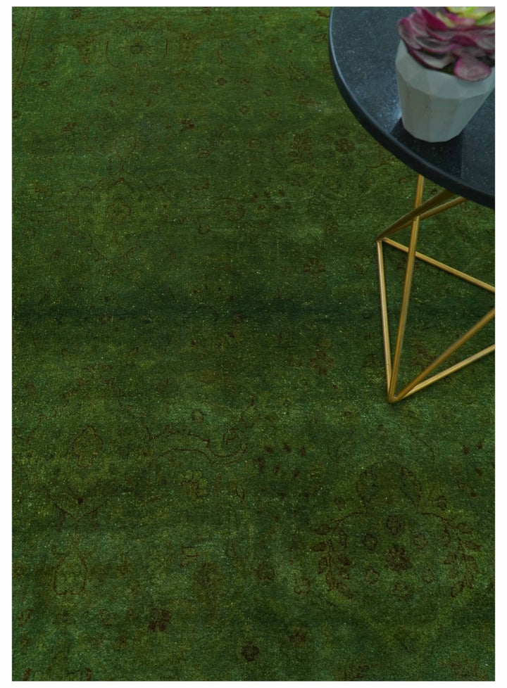 Hand Knotted Green Overdyed Traditional Oushak Design 9x12 Wool Area Rug - The Rug Decor