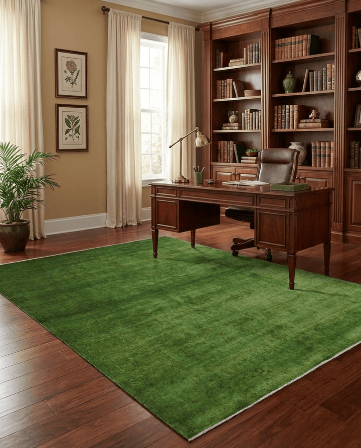 Hand Knotted Green Overdyed Traditional Oushak Design 9x12 Wool Area Rug - The Rug Decor