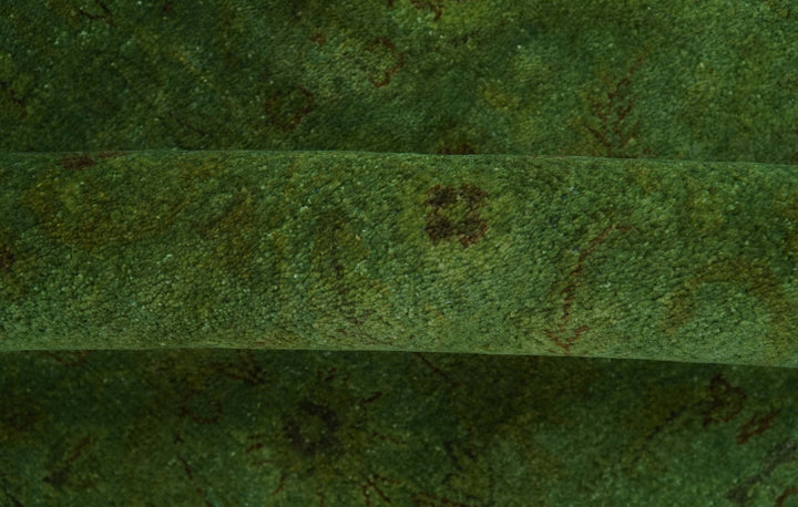 Hand Knotted Green Overdyed Traditional Oushak Design 9x12 Wool Area Rug - The Rug Decor