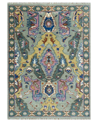 Hand knotted Green, Pink and Gold Traditional large design Antique Oushak Custom Made wool Area Rug - The Rug Decor