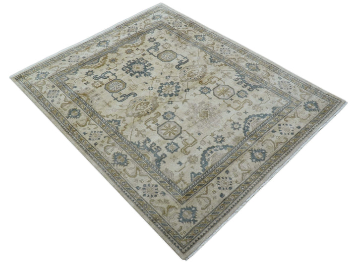 Hand Knotted Ivory And Gray Traditional Oushak Design 8x10 Wool Rug - The Rug Decor