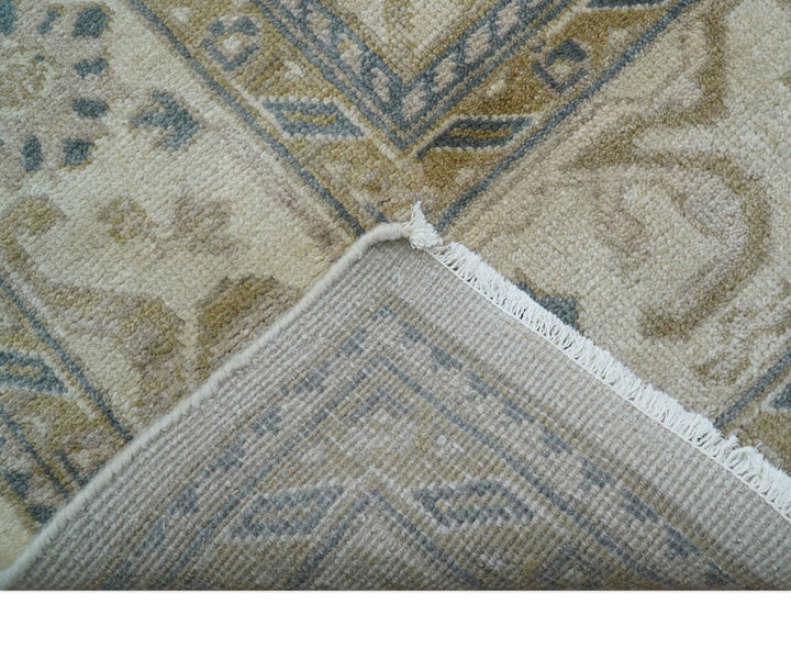 Hand Knotted Ivory And Gray Traditional Oushak Design 8x10 Wool Rug - The Rug Decor