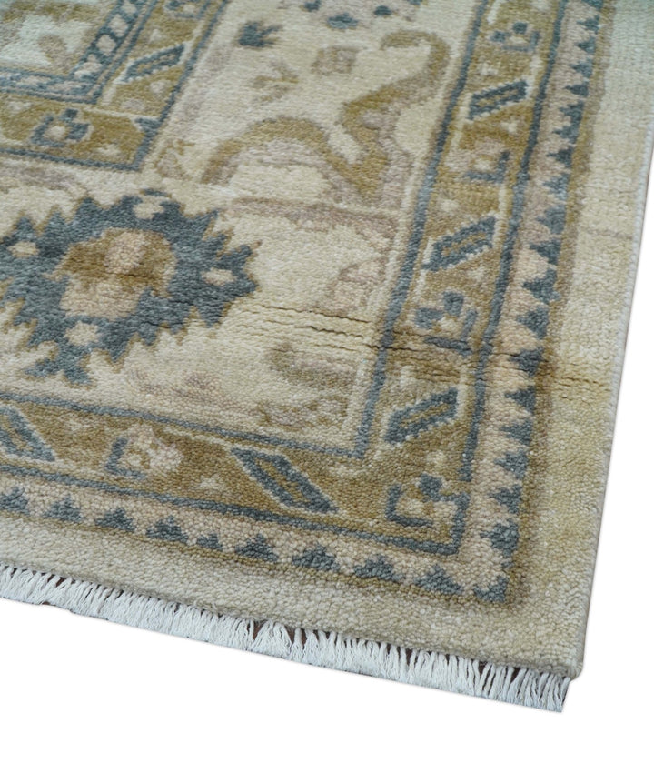 Hand Knotted Ivory And Gray Traditional Oushak Design 8x10 Wool Rug - The Rug Decor