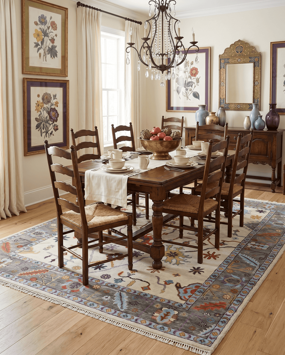 Hand Knotted Ivory and Gray Traditional Oushak Multi Size Wool Area Rug - The Rug Decor