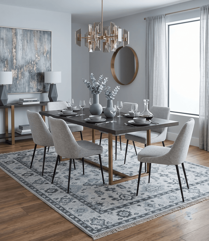 Hand Knotted Ivory And Gray Turkish Design Wool Area Rug - The Rug Decor