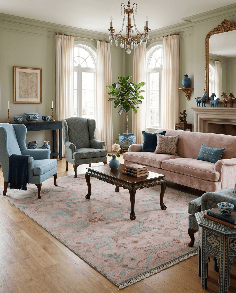 Hand Knotted Light Pink Oriental Oushak Multi Size Traditional Wool Area Rug, Living Room and Bedroom Rug - The Rug Decor