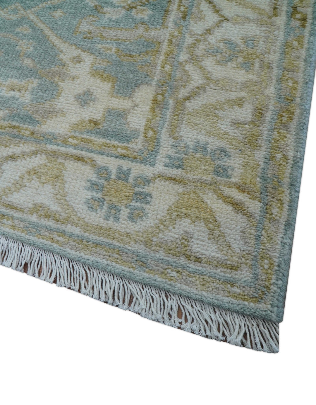 Hand Knotted Oushak Design Gray And Beige 2.8x8 Wool Rug - The Rug Decor