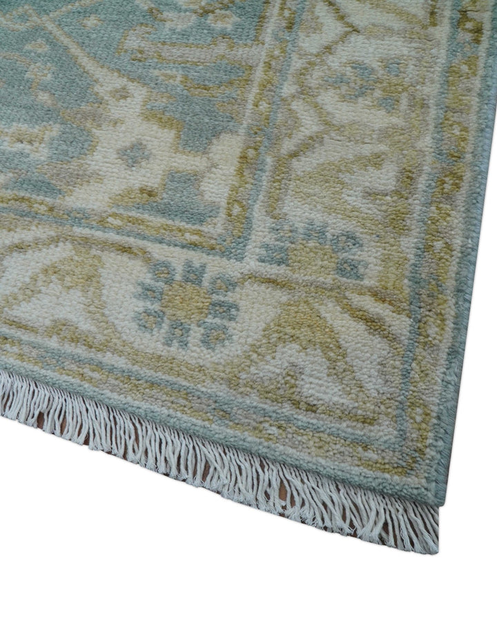 Hand Knotted Oushak Design Gray And Beige 2.8x8 Wool Rug - The Rug Decor
