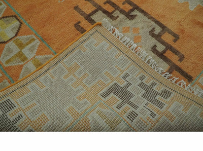 Hand Knotted Peach and Beige Traditional Southwestern 8x10 wool area rug - The Rug Decor