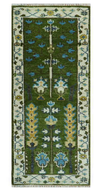 Hand Knotted Royal Green and Ivory Traditional Turkish Style Tree Of Life Multi Size Wool Area Rug - The Rug Decor
