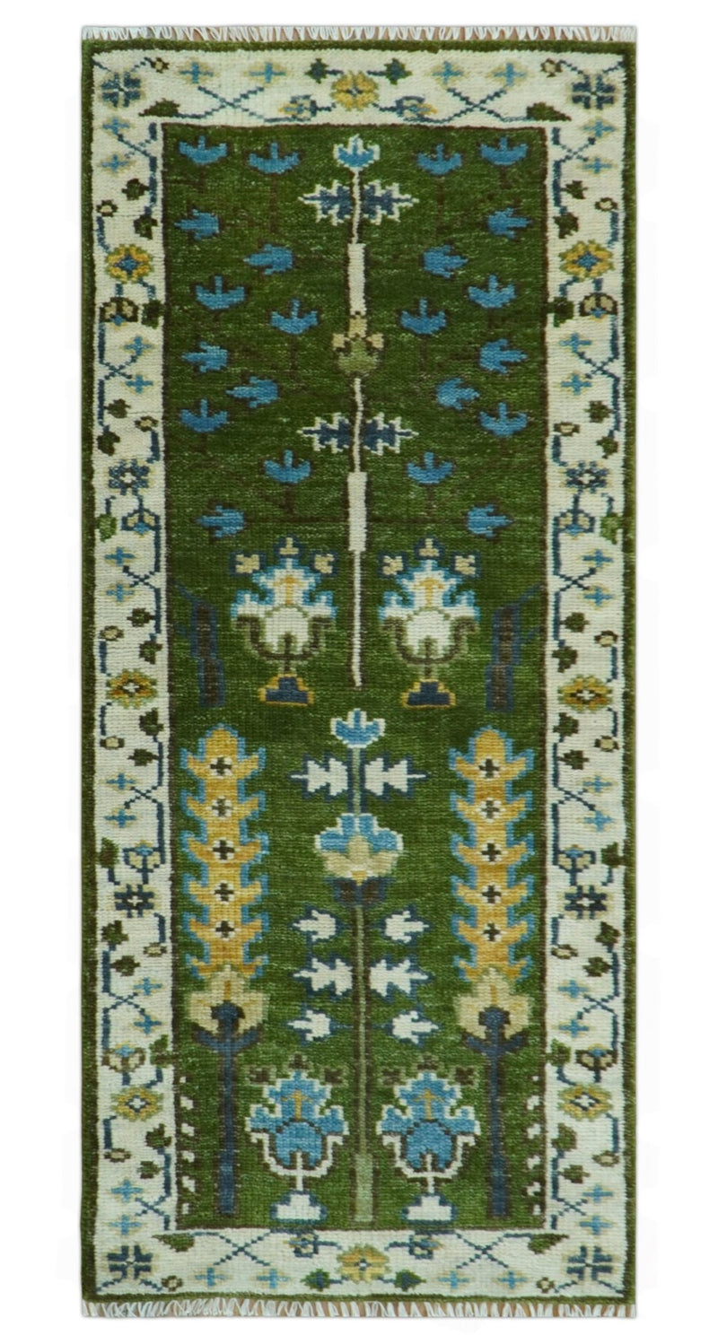 Hand Knotted Royal Green and Ivory Traditional Turkish Style Tree Of Life Multi Size Wool Area Rug - The Rug Decor