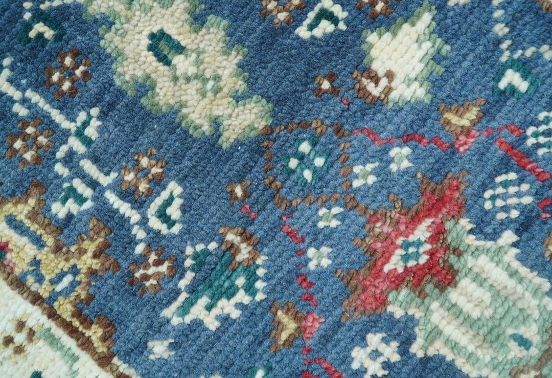 Hand knotted Runner 2.6x8 Blue And Ivory Traditional Design Wool Rug - The Rug Decor