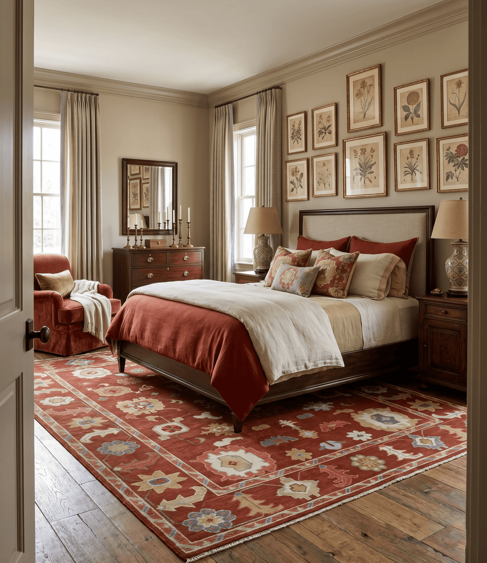 Hand Knotted Rust and Beige Traditional Oushak Wool Area Rug - The Rug Decor