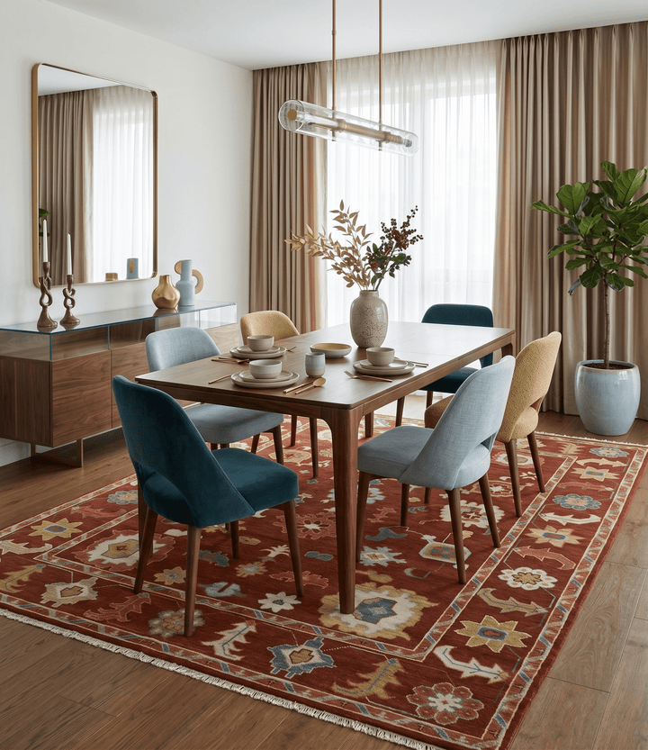 Hand Knotted Rust and Beige Traditional Oushak Wool Area Rug - The Rug Decor