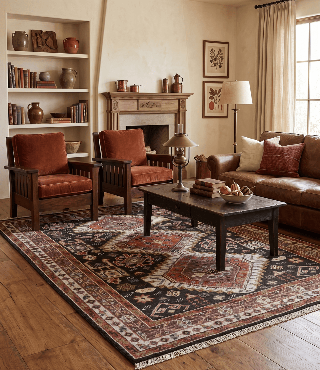 Hand Knotted Rust and Black Traditional Multi Size Wool Area Rug - The Rug Decor