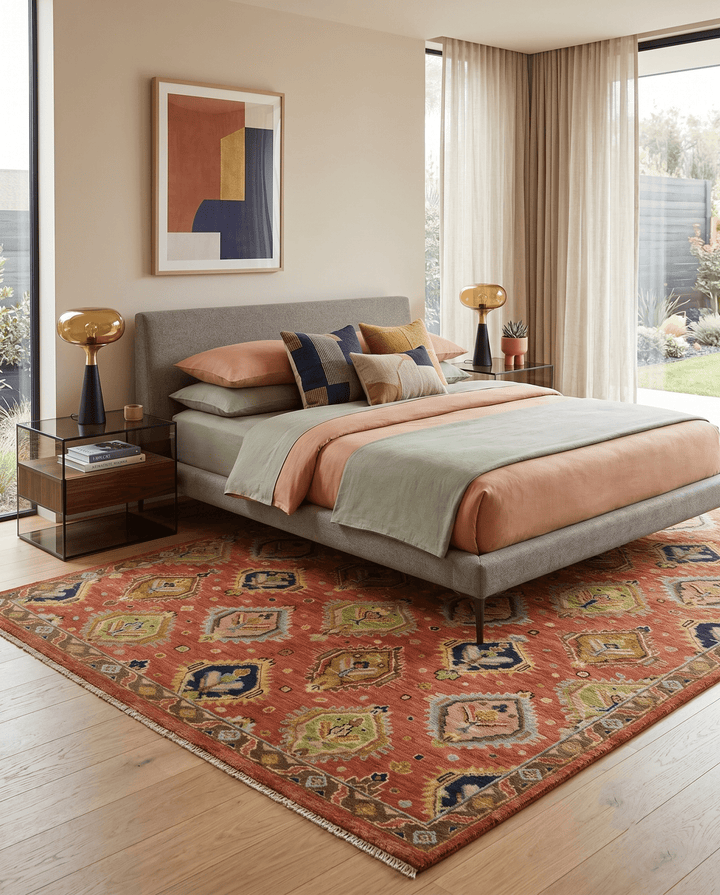 Hand Knotted Rust and Brown Antique Traditional Multi size wool Area Rug - The Rug Decor