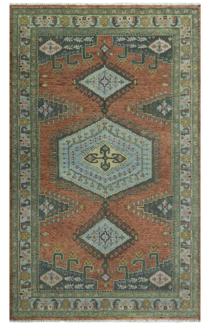 Hand Knotted Rust, Blue and Olive Traditional Antique Persian Rug - The Rug Decor