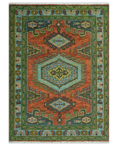 Hand Knotted Rust, Blue and Olive Traditional Antique Persian Rug - The Rug Decor