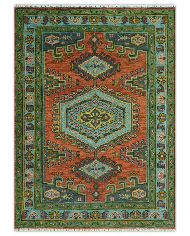 Hand Knotted Rust, Blue and Olive Traditional Antique Persian Rug - The Rug Decor