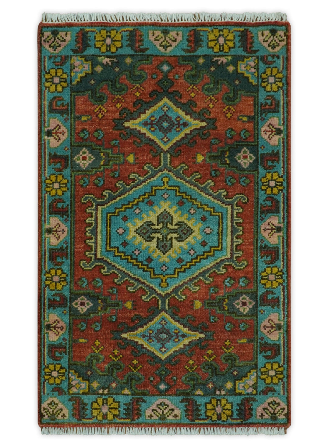Hand Knotted Rust, Blue and Olive Traditional Antique Persian Rug - The Rug Decor